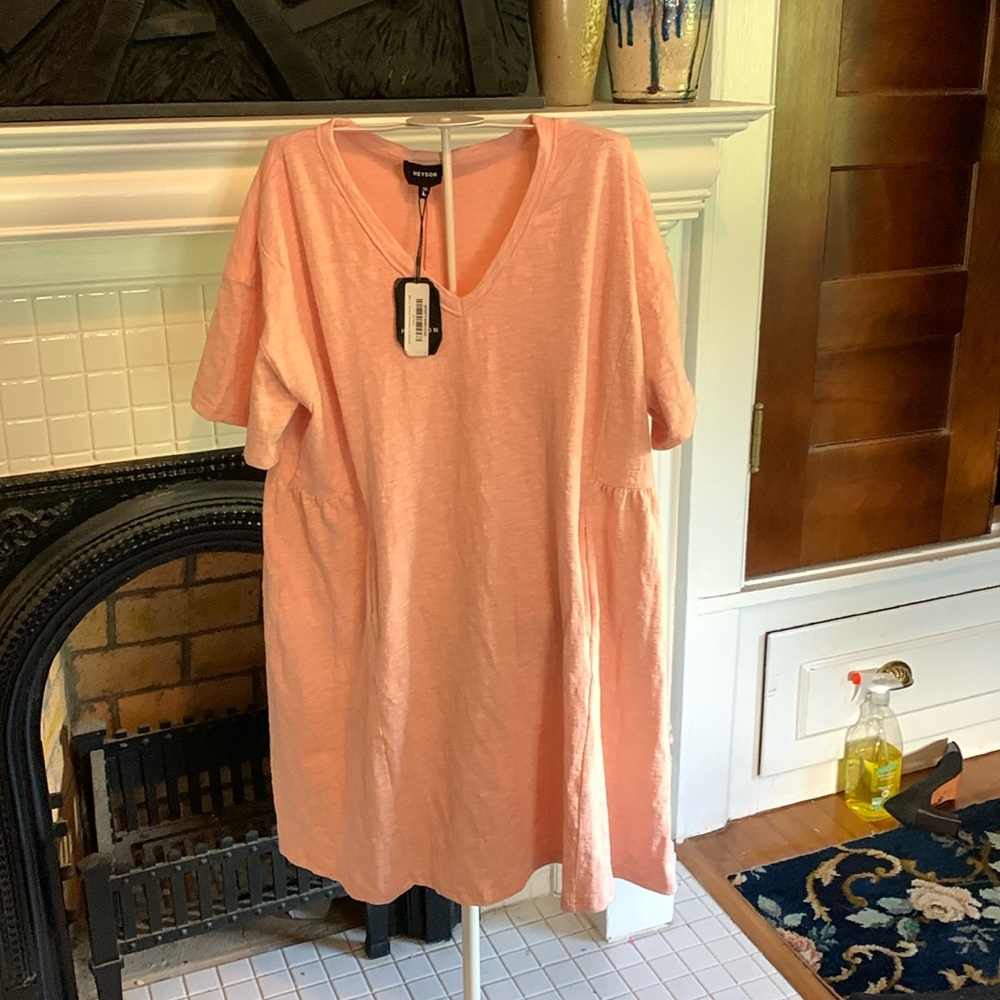 Heyson weathered pink V-Neck Short Sleeve Dress L